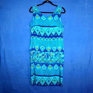 Kathie Lee Collection Blue Print Sleeveless Dress - Women's Size 10